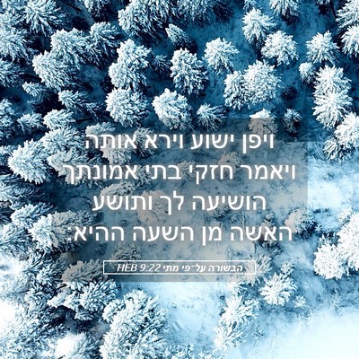 Picture 05 - הבשורה על־פי מתי 9:22 HEB - ויפן ישוע וירא אותה ויאמר - Bible Verse Picture
