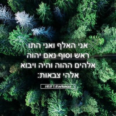 Picture 05 - ההתגלות 1:8 HEB - אני האלף ואני התו ראש וסוף - Bible Verse Picture