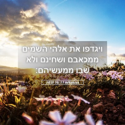 Picture 05 - ההתגלות 16:11 HEB - ויגדפו את אלהי השמים - Bible Verse Picture
