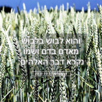 Picture 05 - ההתגלות 19:13 HEB - והוא לבוש בלבוש מאדם בדם - Bible Verse Picture