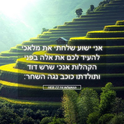 Picture 05 - ההתגלות 22:16 HEB - אני ישוע שלחתי את מלאכי - Bible Verse Picture