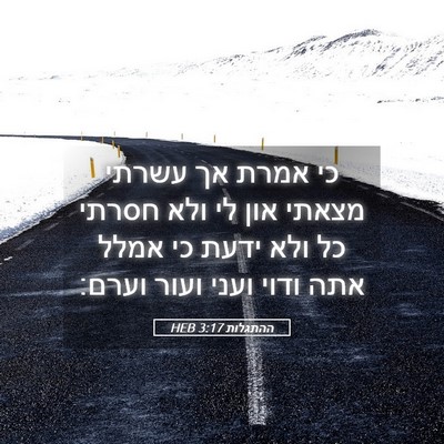 Picture 05 - ההתגלות 3:17 HEB - כי אמרת אך עשרתי מצאתי און - Bible Verse Picture
