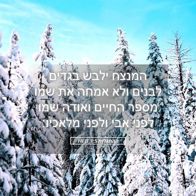 Picture 05 - ההתגלות 3:5 HEB - המנצח ילבש בגדים לבנים ולא - Bible Verse Picture