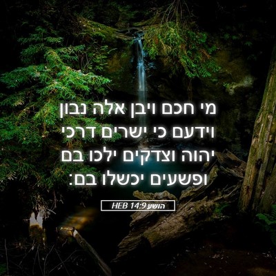 Picture 05 - הושע 14:9 HEB - מי חכם ויבן אלה נבון וידעם - Bible Verse Picture