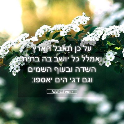 Picture 05 - הושע 4:3 HEB - על כן תאבל הארץ ואמלל כל - Bible Verse Picture
