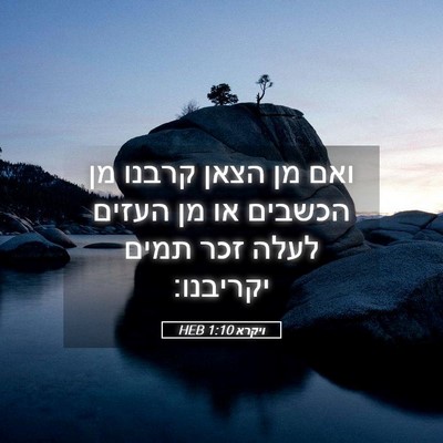 Picture 05 - ויקרא 1:10 HEB - ואם מן הצאן קרבנו מן הכשבים - Bible Verse Picture