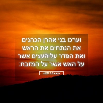 Picture 05 - ויקרא 1:8 HEB - וערכו בני אהרן הכהנים את - Bible Verse Picture
