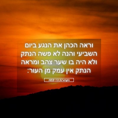 Picture 05 - ויקרא 13:32 HEB - וראה הכהן את הנגע ביום - Bible Verse Picture