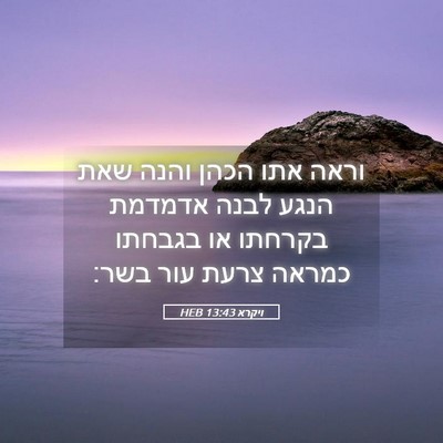 Picture 05 - ויקרא 13:43 HEB - וראה אתו הכהן והנה שאת הנגע - Bible Verse Picture