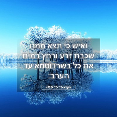Picture 05 - ויקרא 15:16 HEB - ואיש כי תצא ממנו שכבת זרע - Bible Verse Picture