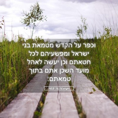 Picture 05 - ויקרא 16:16 HEB - וכפר על הקדש מטמאת בני - Bible Verse Picture