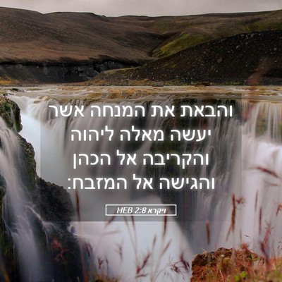 Picture 05 - ויקרא 2:8 HEB - והבאת את המנחה אשר יעשה - Bible Verse Picture