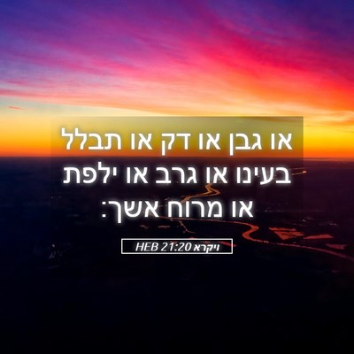 Picture 05 - ויקרא 21:20 HEB - או גבן או דק או תבלל בעינו - Bible Verse Picture