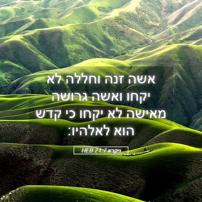 Picture 05 - ויקרא 21:7 HEB - אשה זנה וחללה לא יקחו ואשה - Bible Verse Picture