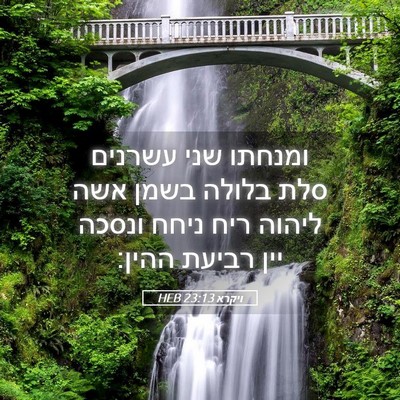 Picture 05 - ויקרא 23:13 HEB - ומנחתו שני עשרנים סלת - Bible Verse Picture