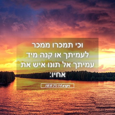 Picture 05 - ויקרא 25:14 HEB - וכי תמכרו ממכר לעמיתך או - Bible Verse Picture
