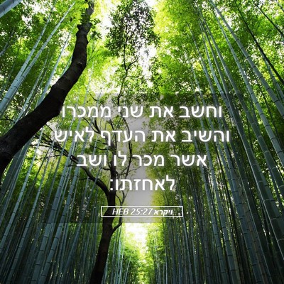 Picture 05 - ויקרא 25:27 HEB - וחשב את שני ממכרו והשיב את - Bible Verse Picture