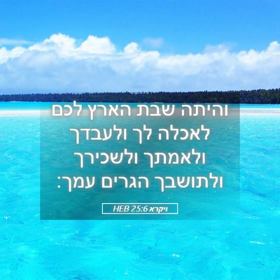 Picture 05 - ויקרא 25:6 HEB - והיתה שבת הארץ לכם לאכלה לך - Bible Verse Picture
