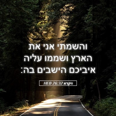Picture 05 - ויקרא 26:32 HEB - והשמתי אני את הארץ ושממו - Bible Verse Picture