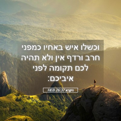 Picture 05 - ויקרא 26:37 HEB - וכשלו איש באחיו כמפני חרב - Bible Verse Picture
