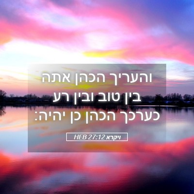 Picture 05 - ויקרא 27:12 HEB - והעריך הכהן אתה בין טוב - Bible Verse Picture