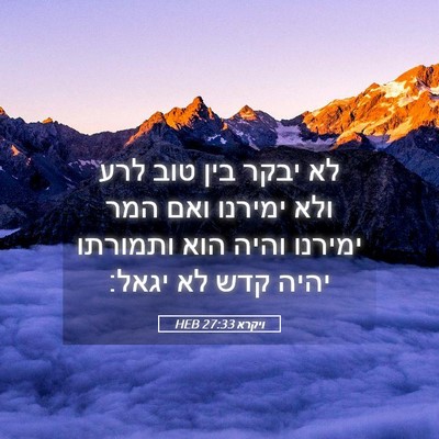 Picture 05 - ויקרא 27:33 HEB - לא יבקר בין טוב לרע ולא - Bible Verse Picture