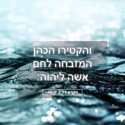 Picture 05 - ויקרא 3:11 HEB - והקטירו הכהן המזבחה לחם - Bible Verse Picture