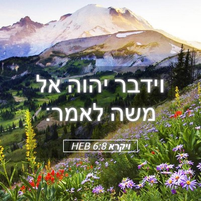 Picture 05 - ויקרא 6:8 HEB - וידבר יהוה אל משה - Bible Verse Picture