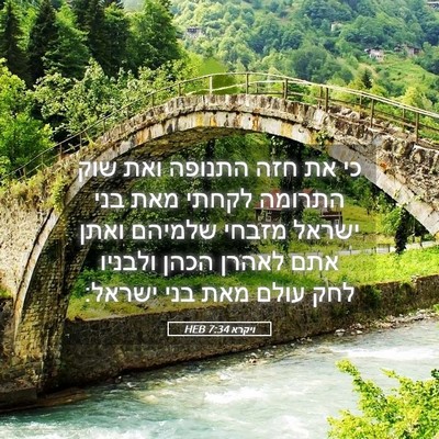 Picture 05 - ויקרא 7:34 HEB - כי את חזה התנופה ואת שוק - Bible Verse Picture