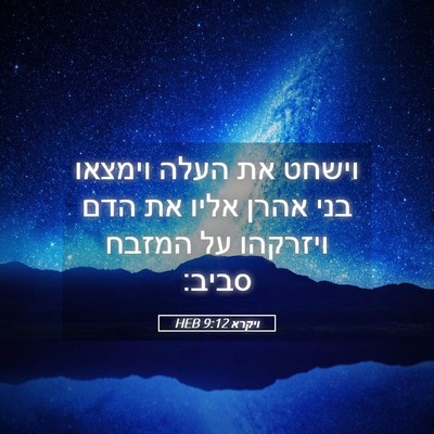 Picture 05 - ויקרא 9:12 HEB - וישחט את העלה וימצאו בני - Bible Verse Picture