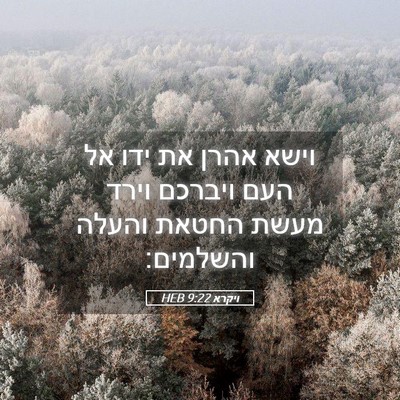 Picture 05 - ויקרא 9:22 HEB - וישא אהרן את ידו אל העם - Bible Verse Picture