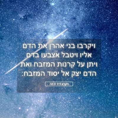 Picture 05 - ויקרא 9:9 HEB - ויקרבו בני אהרן את הדם אליו - Bible Verse Picture