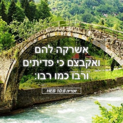 Picture 05 - זכריה 10:8 HEB - אשרקה להם ואקבצם כי פדיתים - Bible Verse Picture