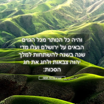 Picture 05 - זכריה 14:16 HEB - והיה כל הנותר מכל הגוים - Bible Verse Picture