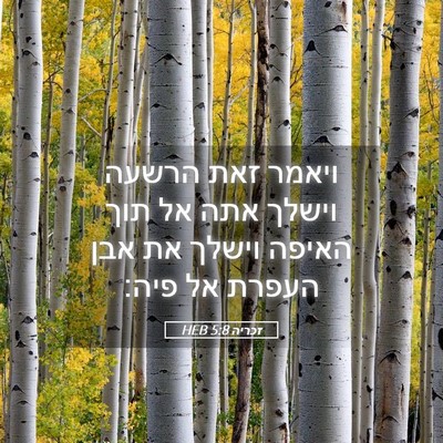 Picture 05 - זכריה 5:8 HEB - ויאמר זאת הרשעה וישלך אתה - Bible Verse Picture