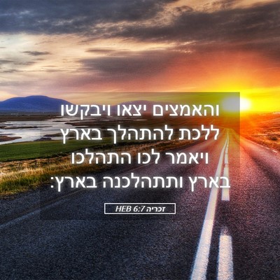 Picture 05 - זכריה 6:7 HEB - והאמצים יצאו ויבקשו ללכת - Bible Verse Picture