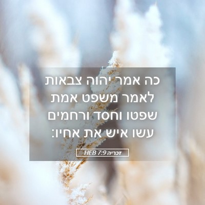 Picture 05 - זכריה 7:9 HEB - כה אמר יהוה צבאות לאמר משפט - Bible Verse Picture