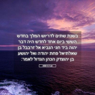 Picture 05 - חגי 1:1 HEB - בשנת שתים לדריוש המלך בחדש - Bible Verse Picture