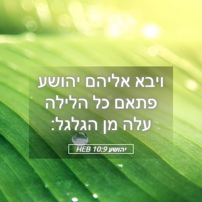 Picture 05 - יהושע 10:9 HEB - ויבא אליהם יהושע פתאם כל - Bible Verse Picture