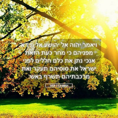 Picture 05 - יהושע 11:6 HEB - ויאמר יהוה אל יהושע אל תירא - Bible Verse Picture