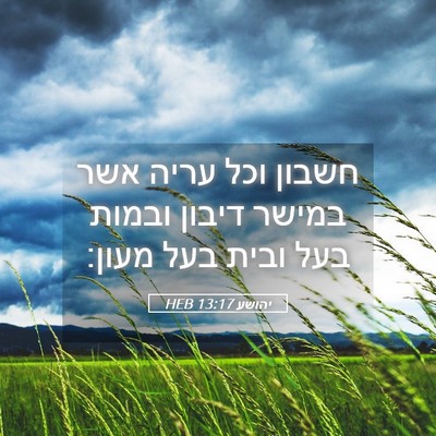 Picture 05 - יהושע 13:17 HEB - חשבון וכל עריה אשר במישר - Bible Verse Picture