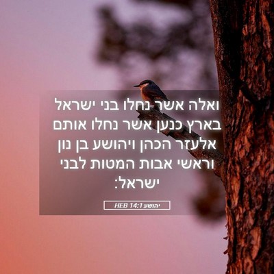 Picture 05 - יהושע 14:1 HEB - ואלה אשר נחלו בני ישראל - Bible Verse Picture