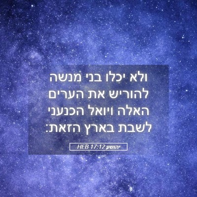 Picture 05 - יהושע 17:12 HEB - ולא יכלו בני מנשה להוריש את - Bible Verse Picture