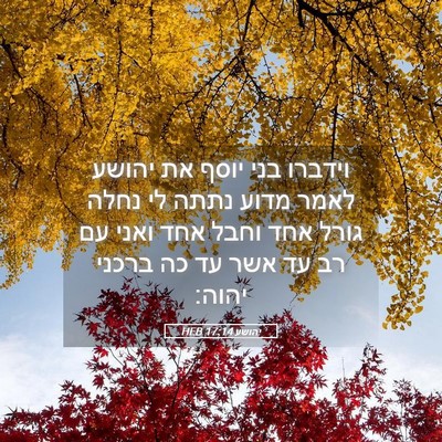 Picture 05 - יהושע 17:14 HEB - וידברו בני יוסף את יהושע - Bible Verse Picture