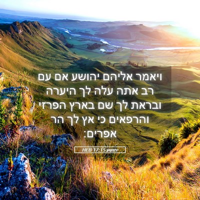 Picture 05 - יהושע 17:15 HEB - ויאמר אליהם יהושע אם עם רב - Bible Verse Picture