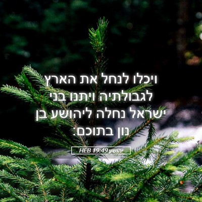 Picture 05 - יהושע 19:49 HEB - ויכלו לנחל את הארץ - Bible Verse Picture