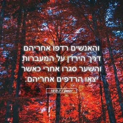 Picture 05 - יהושע 2:7 HEB - והאנשים רדפו אחריהם דרך - Bible Verse Picture