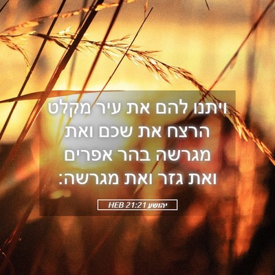 Picture 05 - יהושע 21:21 HEB - ויתנו להם את עיר מקלט הרצח - Bible Verse Picture