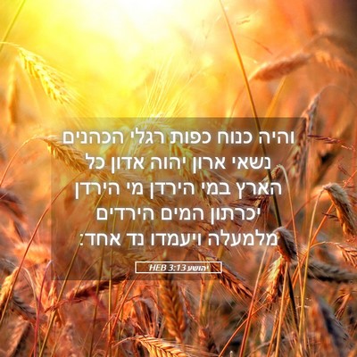 Picture 05 - יהושע 3:13 HEB - והיה כנוח כפות רגלי הכהנים - Bible Verse Picture