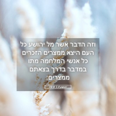 Picture 05 - יהושע 5:4 HEB - וזה הדבר אשר מל יהושע כל - Bible Verse Picture